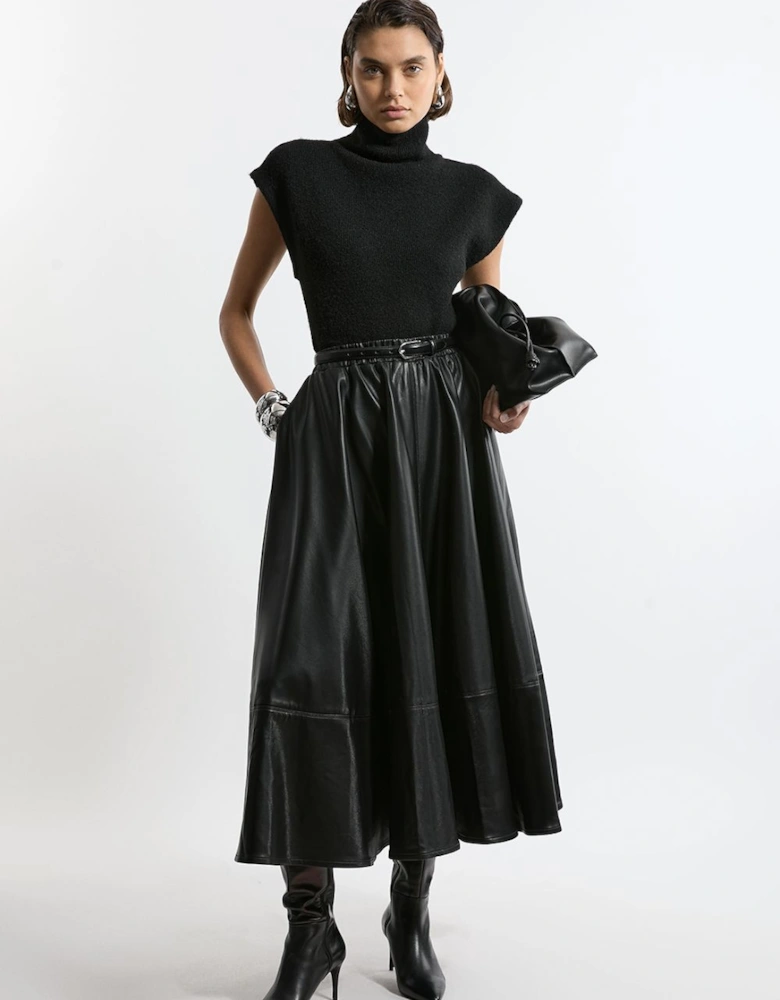 Faux Leather Full Maxi Skirt