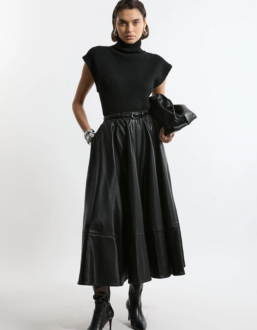 Faux Leather Full Maxi Skirt, 2 of 1