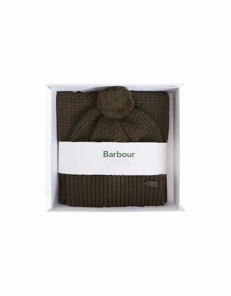 Ramside Mens Beanie And Scarf Gift Set - Dark Olive