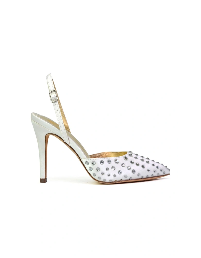 'Shelly' Strappy Slingback Pointed Toe Diamante Stiletto Bridal Heels