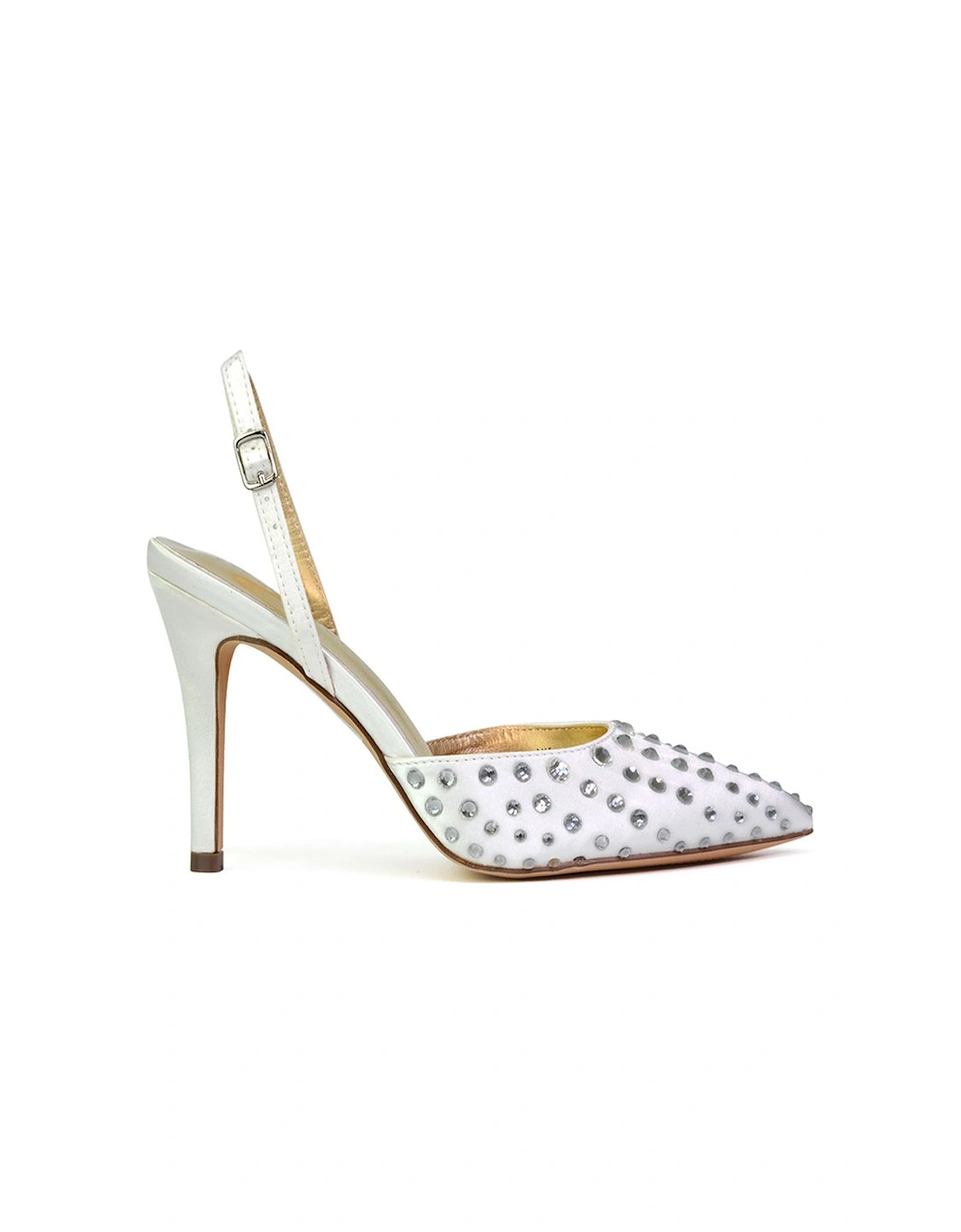 'Shelly' Strappy Slingback Pointed Toe Diamante Stiletto Bridal Heels, 2 of 1