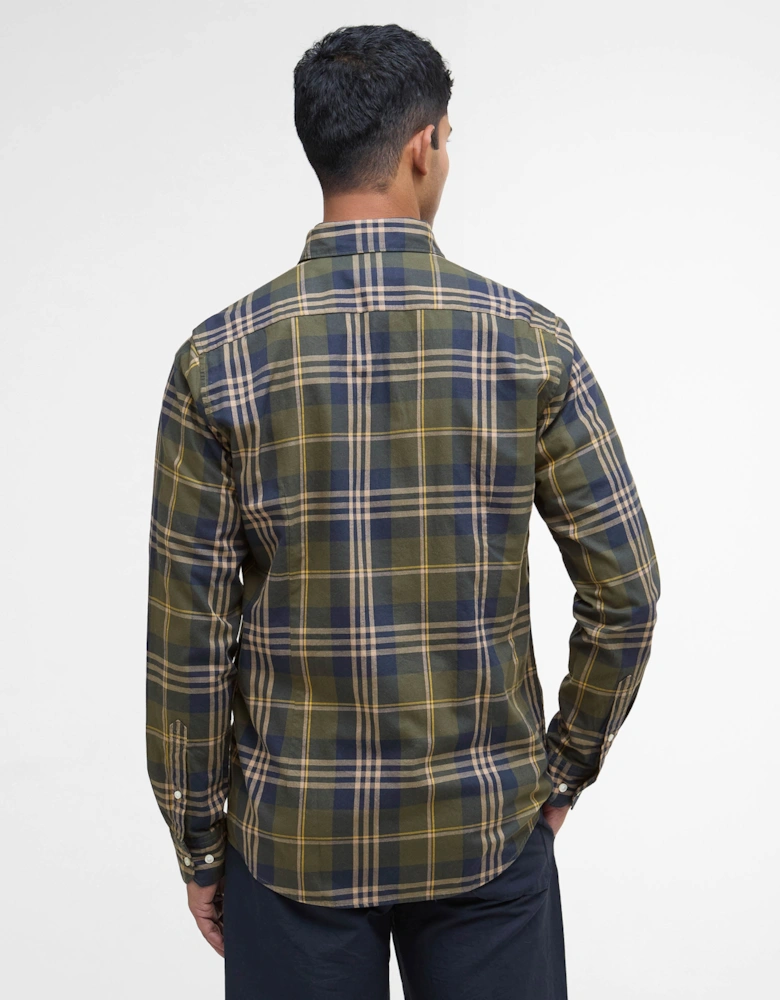 Edgar Mens Tailored Checked Shirt - Olive