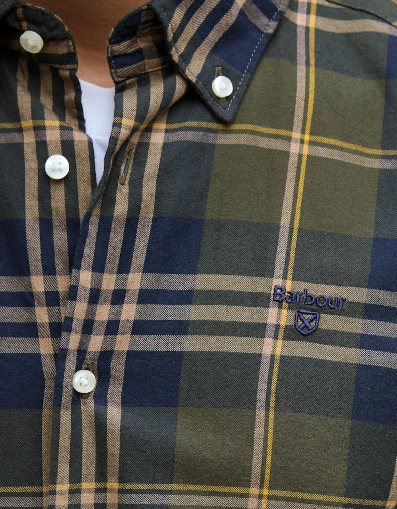 Edgar Mens Tailored Checked Shirt - Olive