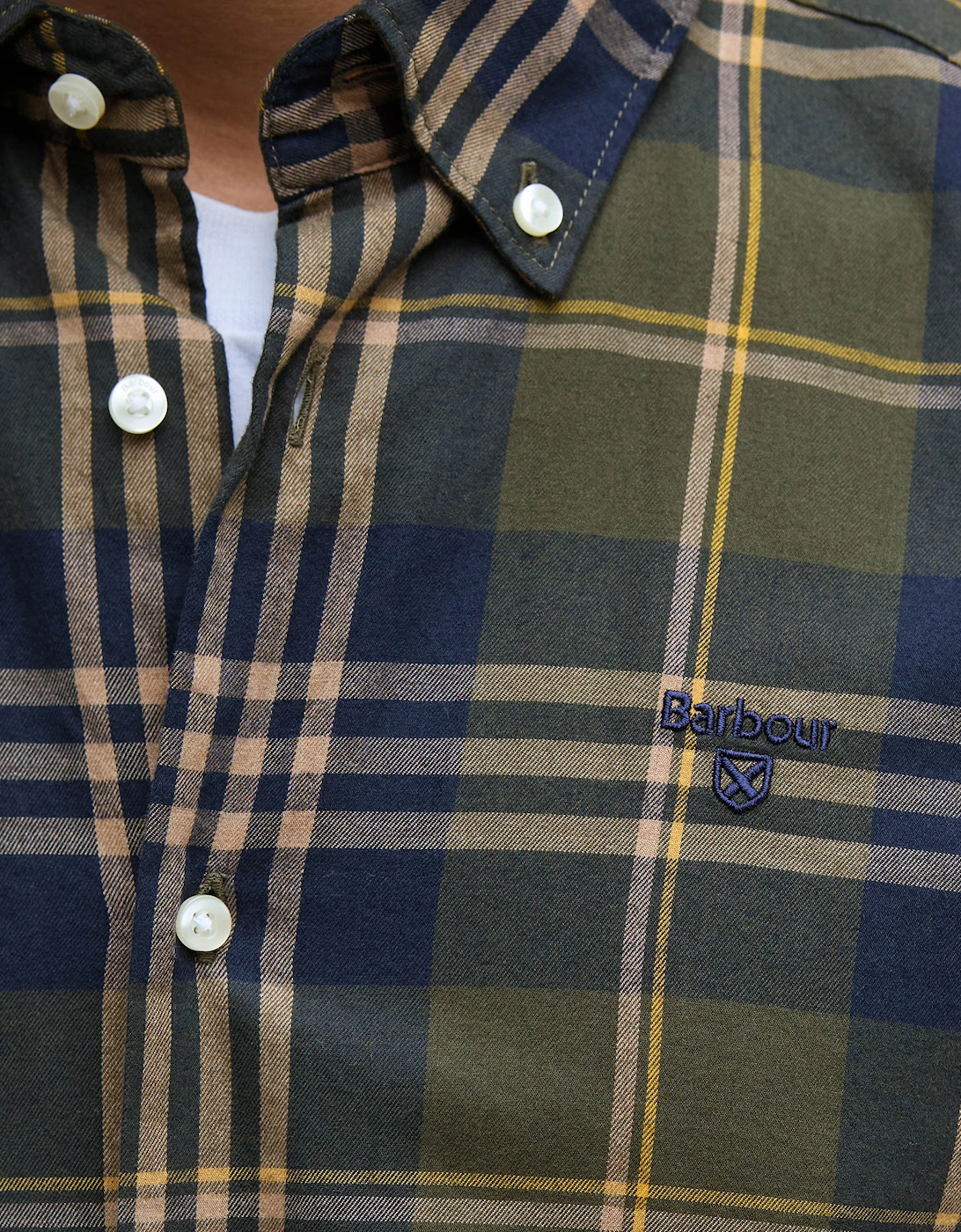 Edgar Mens Tailored Checked Shirt - Olive