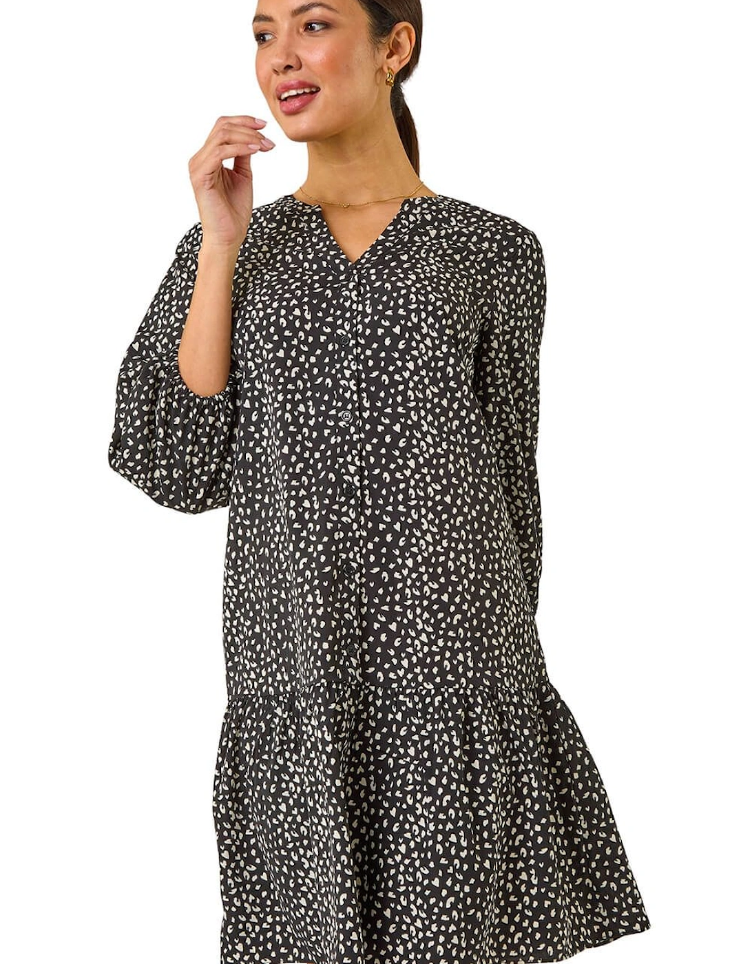 Abstract Spot Frill Shirt Dress, 2 of 1