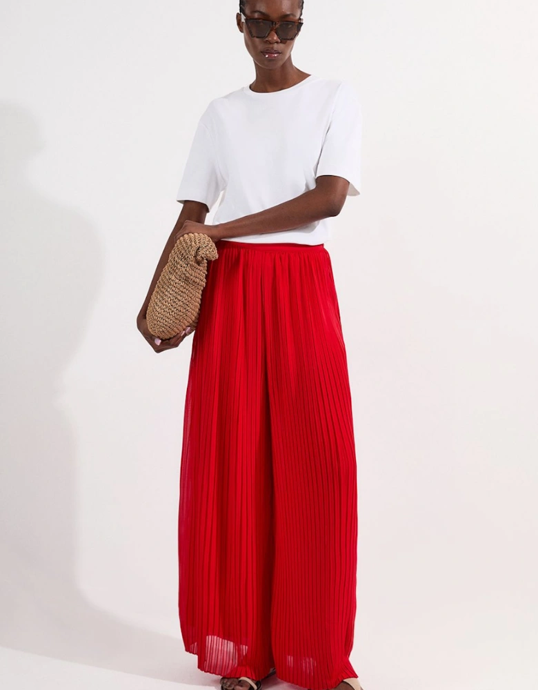 Pleated Woven Wide Leg Trousers