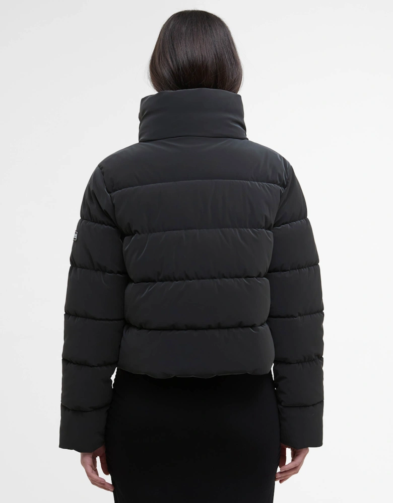 Hudson Womens Faux Velvet Puffer Jacket - Black