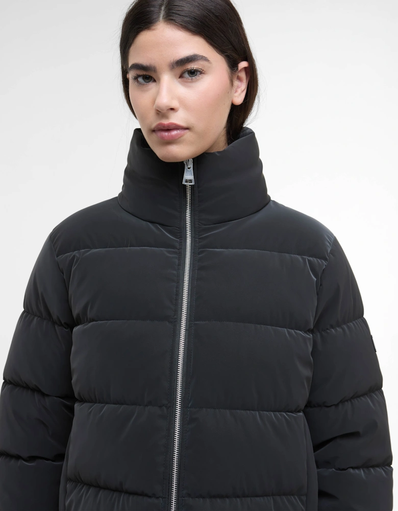 Hudson Womens Faux Velvet Puffer Jacket - Black