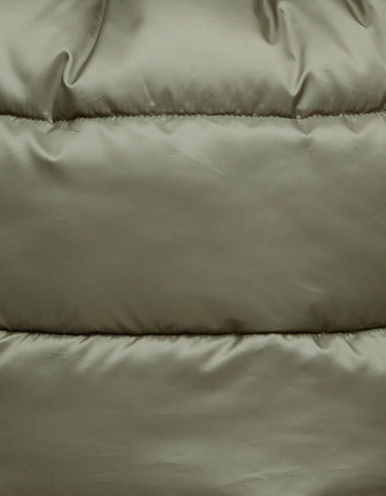 Short Track Line Womens Puffer Jacket - Dusky Khaki/Jasmine Leopard Print