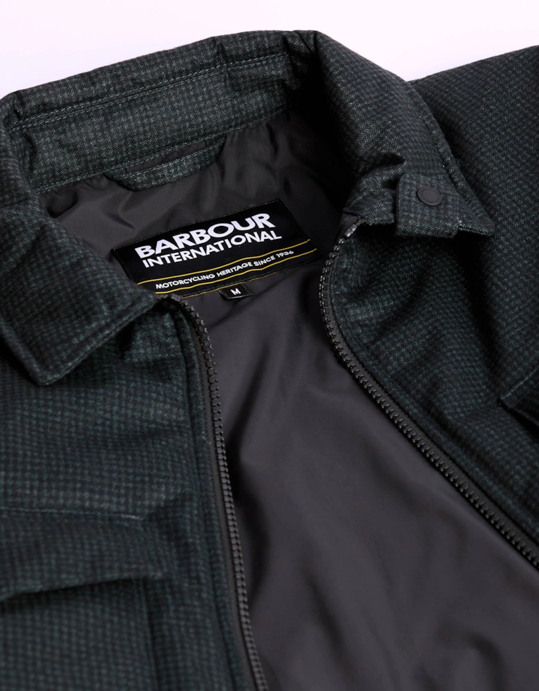 Check Distill Mens Quilted Jacket - Black/Sage Check