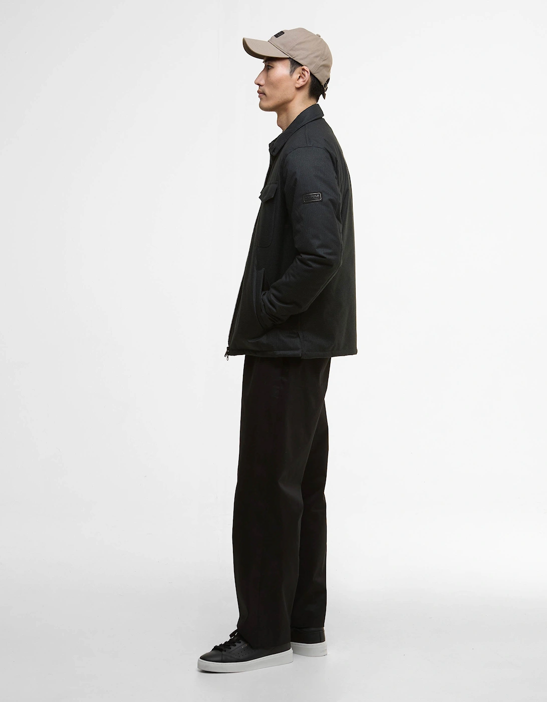 Check Distill Mens Quilted Jacket - Black/Sage Check