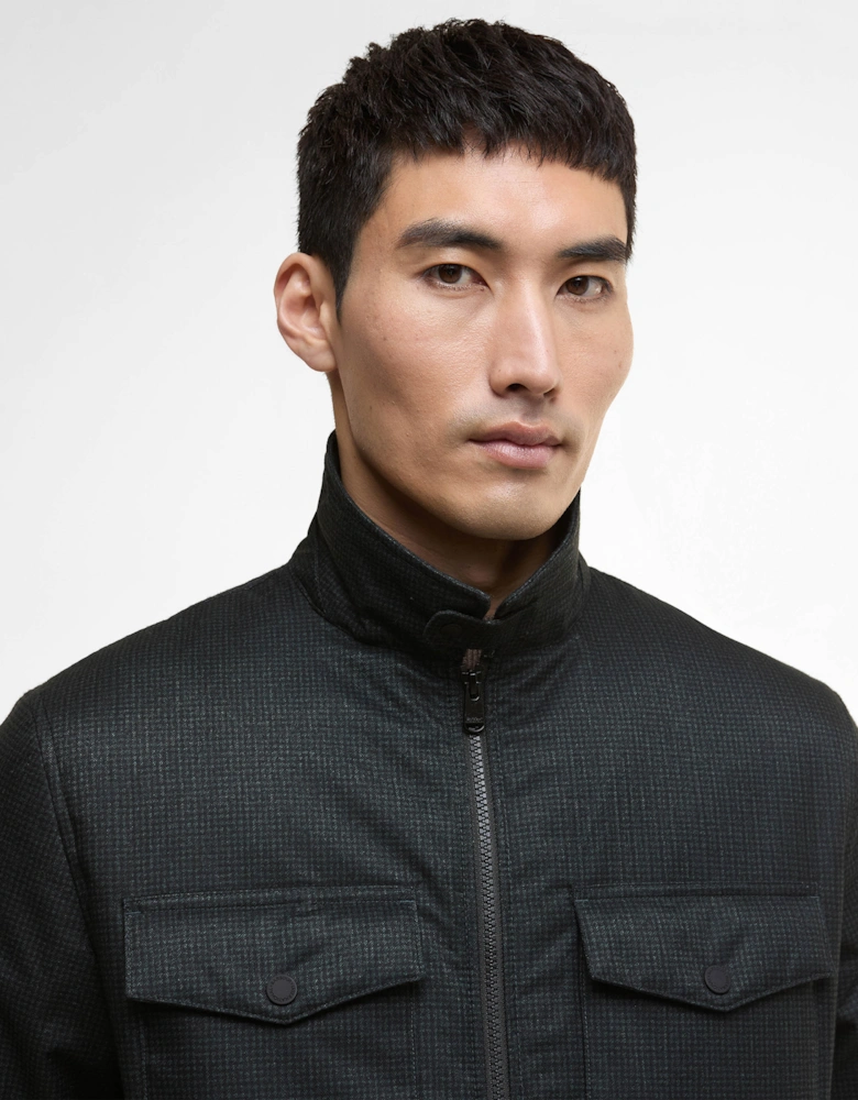 Check Distill Mens Quilted Jacket - Black/Sage Check