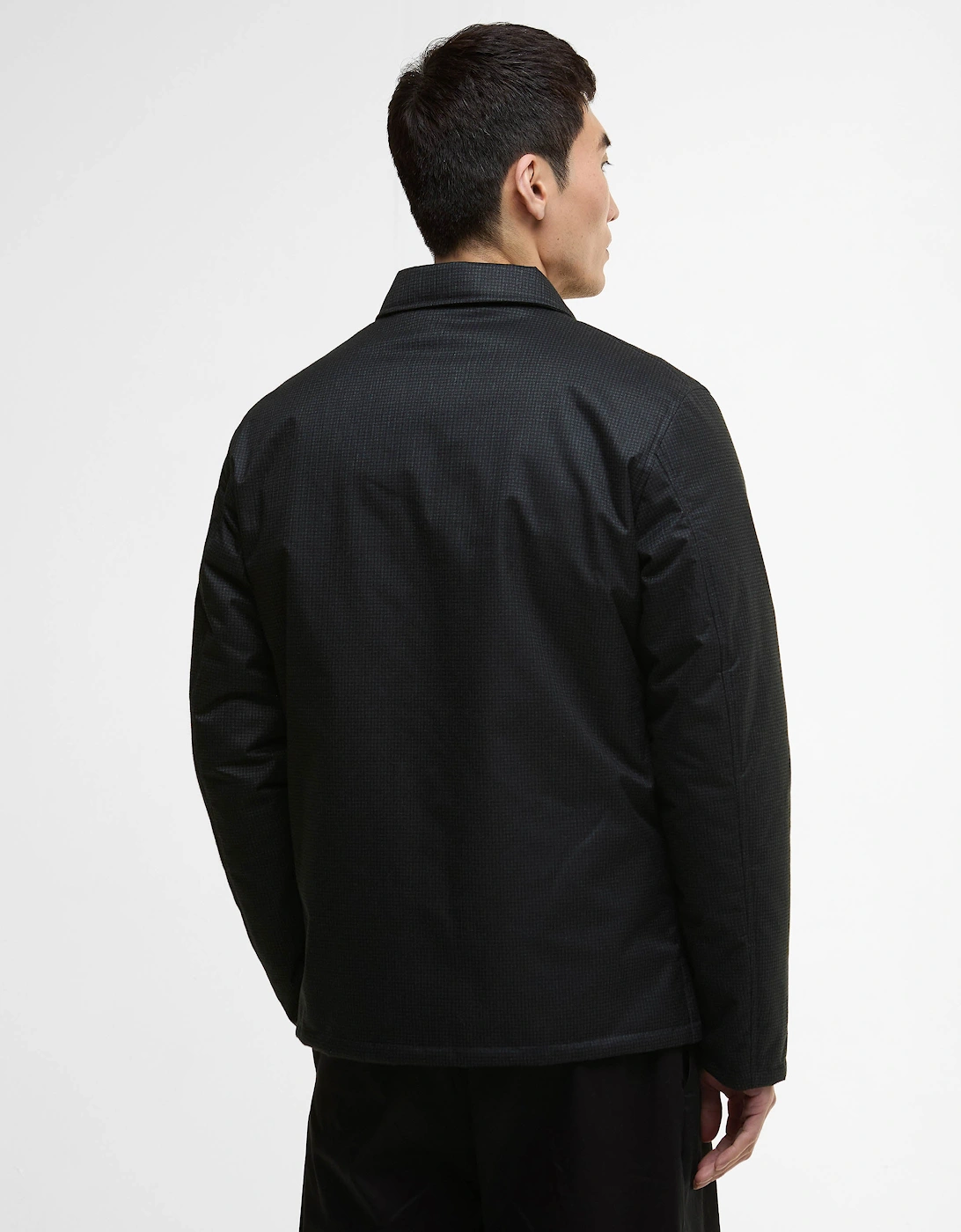 Check Distill Mens Quilted Jacket - Black/Sage Check