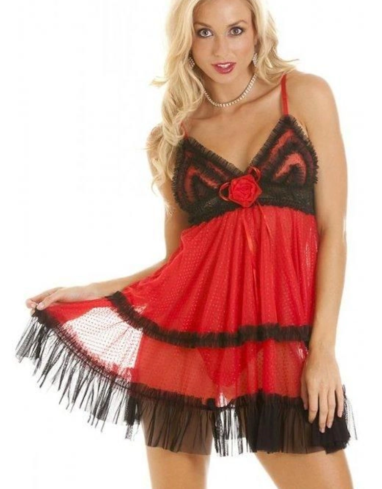 Sheer Mesh Babydoll With Thong