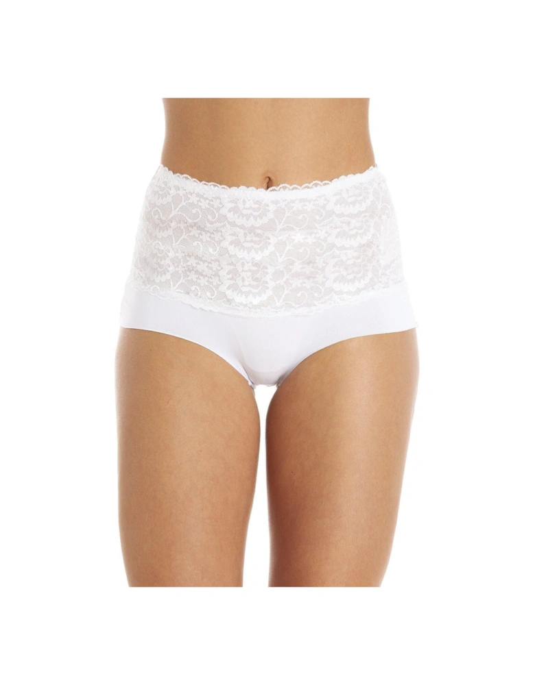 High Waist Seamless Floral Lace Control Briefs