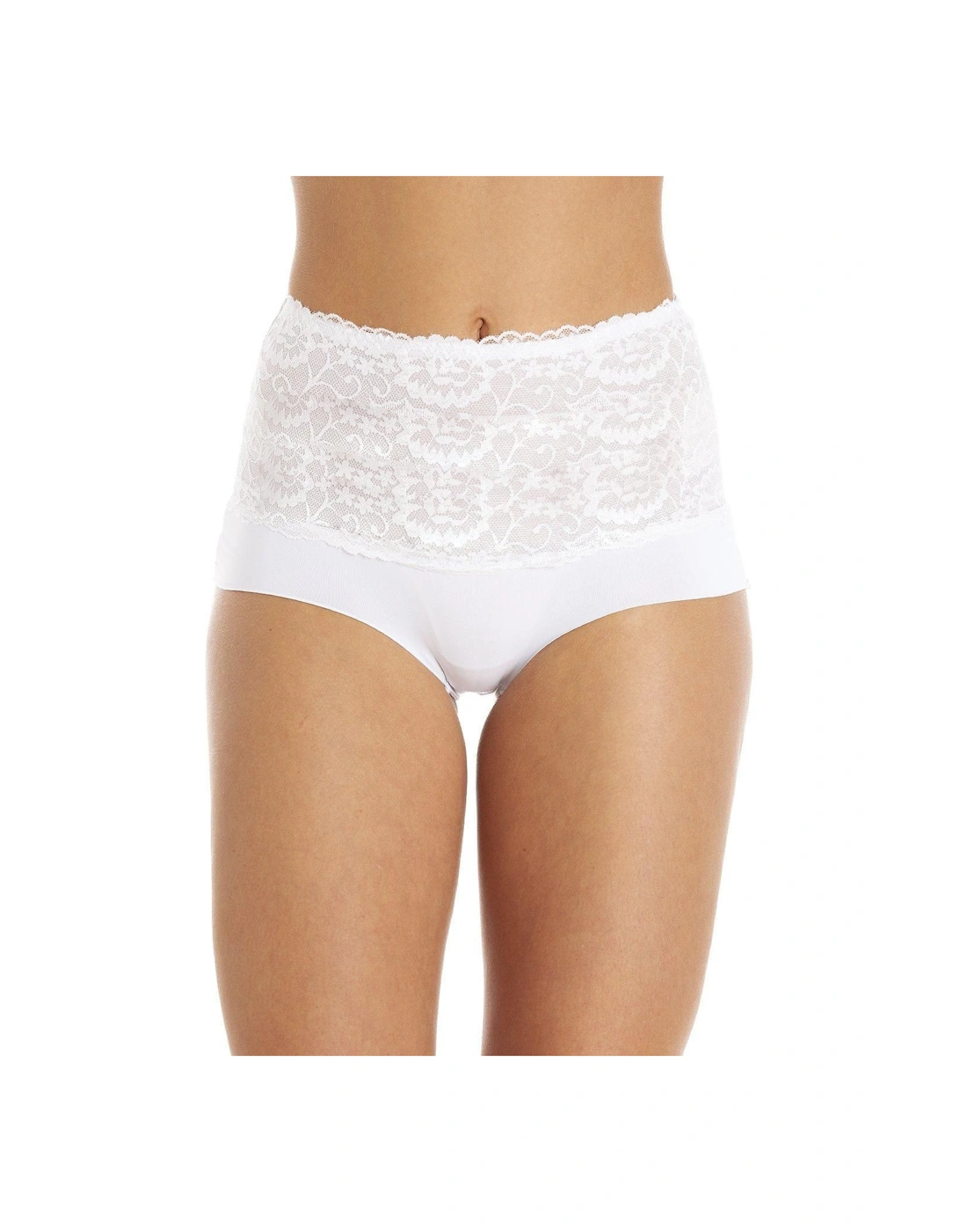 High Waist Seamless Floral Lace Control Briefs, 2 of 1