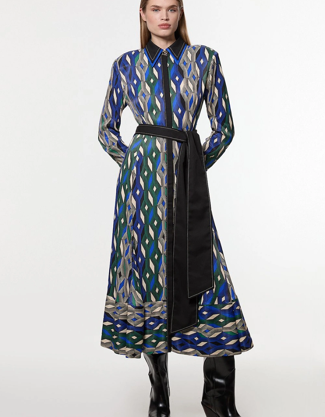 Amelia Graham Printed Viscose Satin Border Print Maxi Dress, 2 of 1