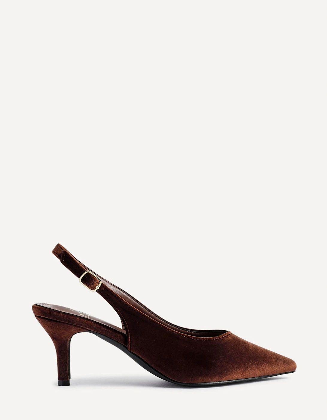 Finesse Brown Velvet Pointed Slingback Stiletto Court Heels, 2 of 1