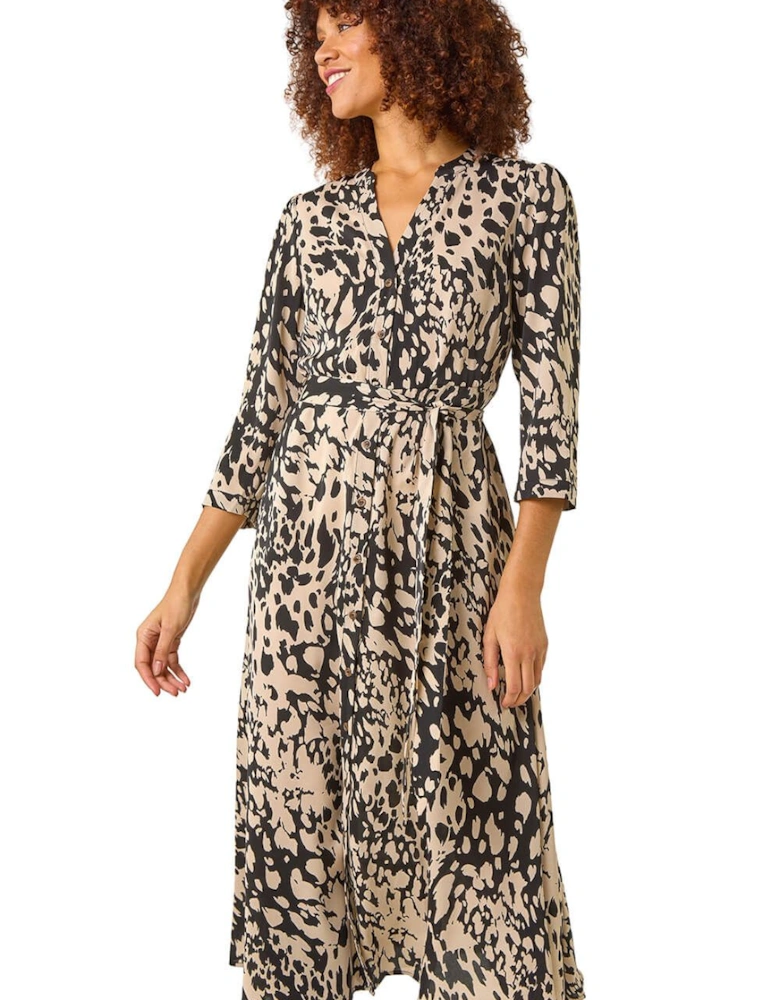 Abstract Midi Shirt Dress