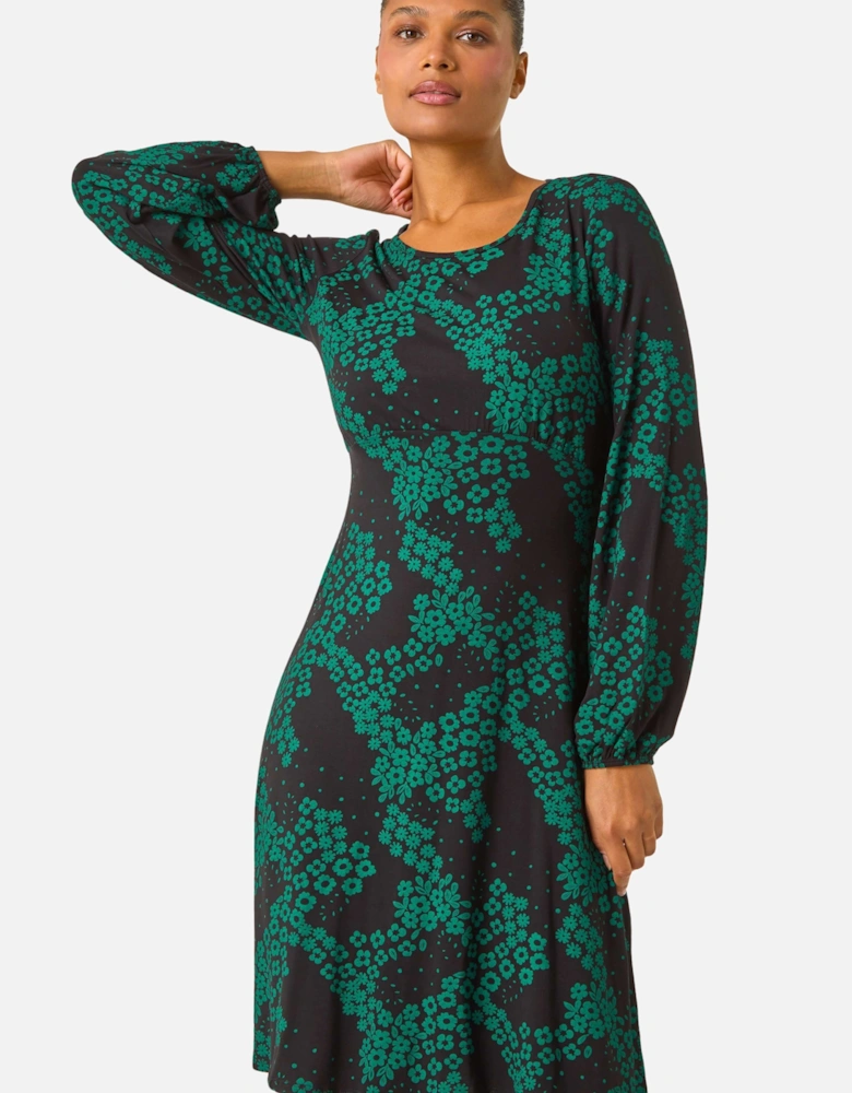 Ditsy Floral Gathered Stretch Dress