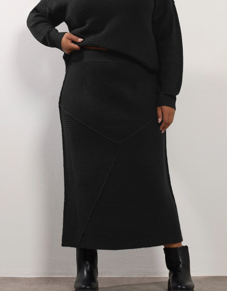 Asymmetric Knit Maxi Skirt