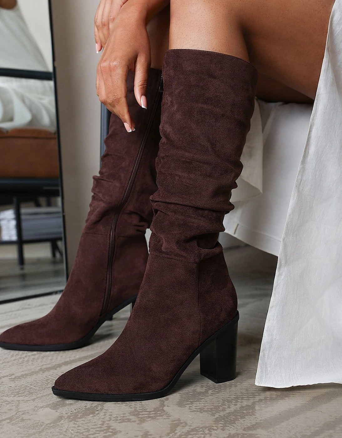 'Quilla' Slouch Knee High Boots with Block Heel, 2 of 1