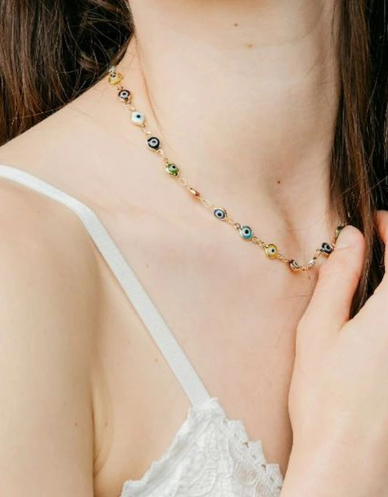 Multicolour Evil Eye Necklace Protection Turkish Eye Adjustable Nazaria Choker