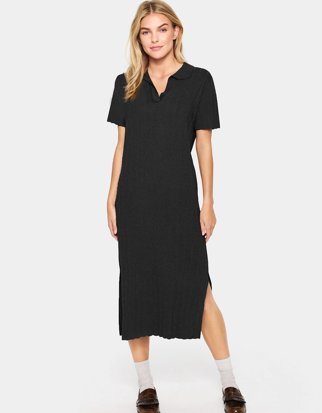 FumikoSZ Short Sleeves Knit Collar Dress, 2 of 1