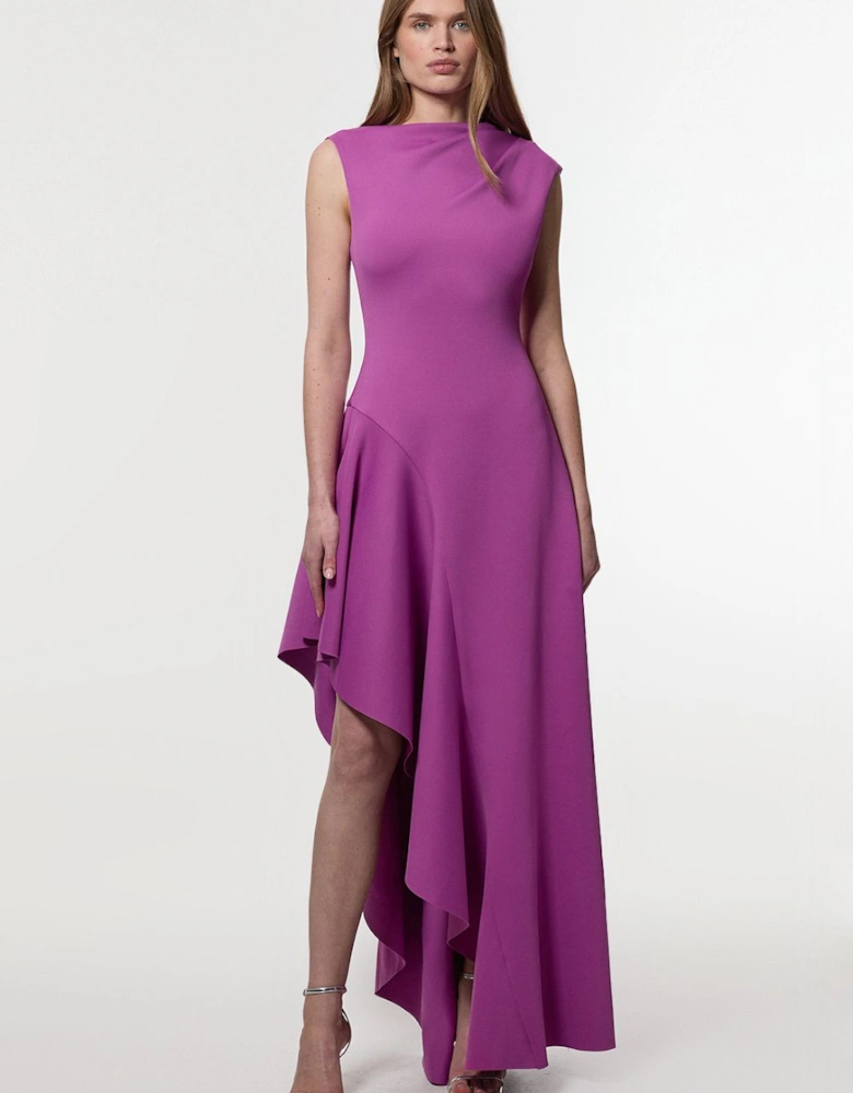 Scuba Drama Ruffle Hem Woven Maxi Dress