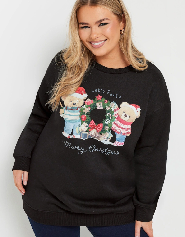 Teddy Bear Christmas Print Sweatshirt