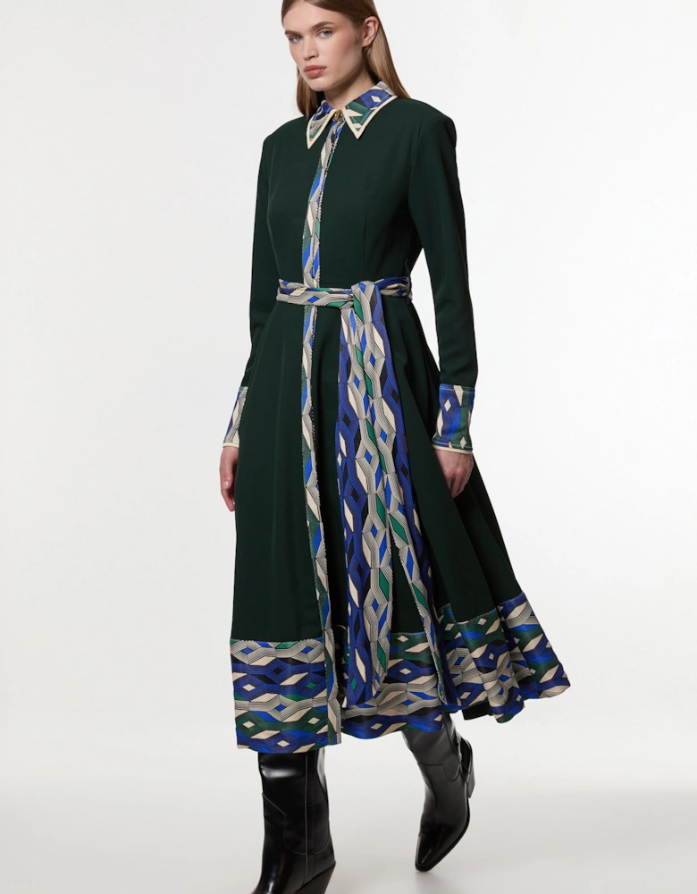 Amelia Graham Petite Printed Twill Border Print Maxi Dress
