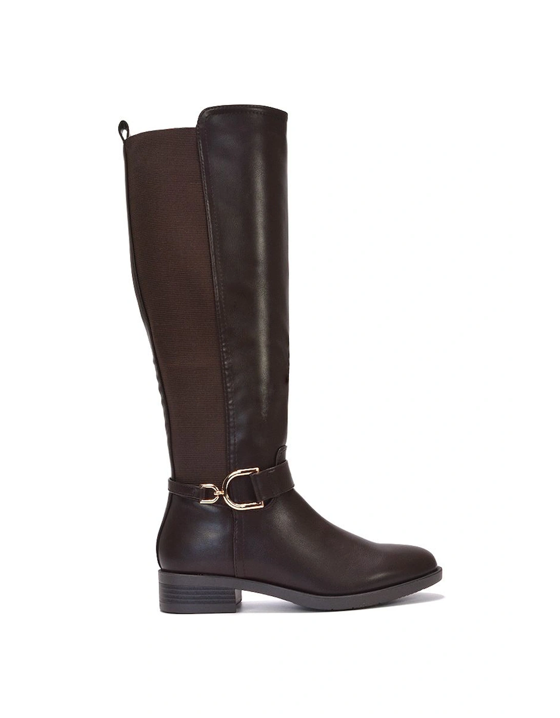'Tracey' Flat Low Heel Elasticated Calf Knee High Boots, 2 of 1