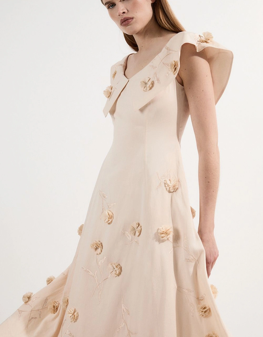 Petite Cotton Applique Bardot Woven Maxi Dress, 2 of 1