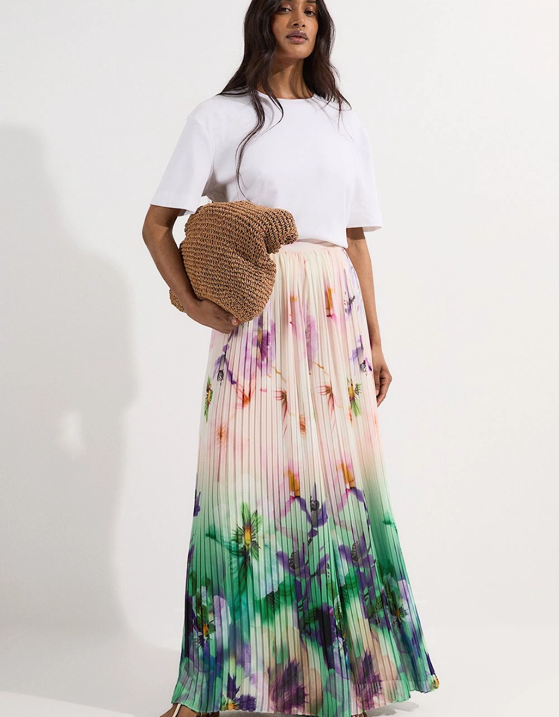 Pleated Floral Woven Wide Leg Trousers, 2 of 1