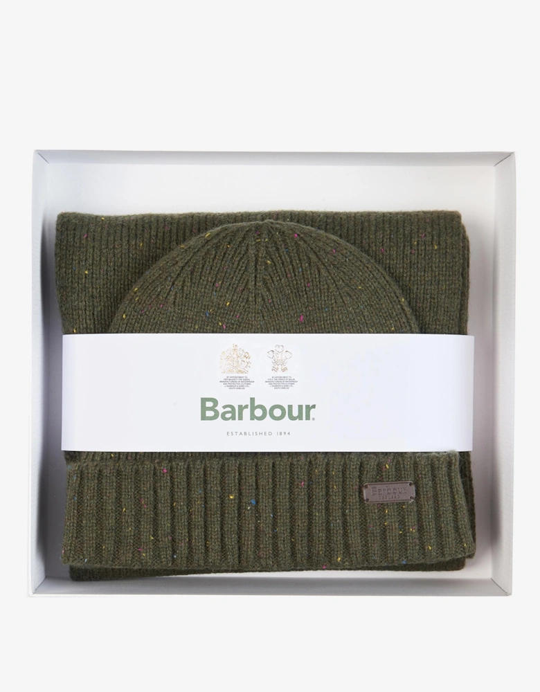 Carlton Fleck Beanie & Scarf Mens Gift Set - Olive