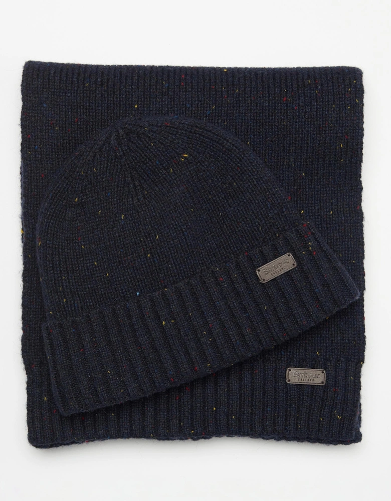 Carlton Fleck Beanie & Scarf Mens Gift Set - Navy