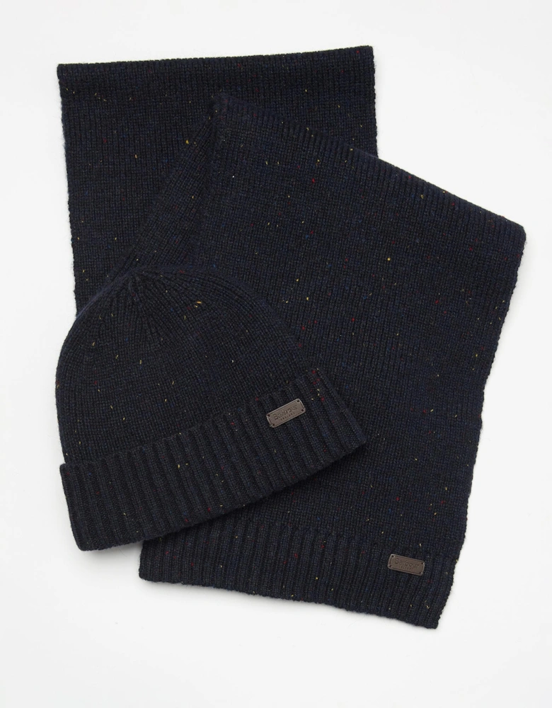 Carlton Fleck Beanie & Scarf Mens Gift Set - Navy