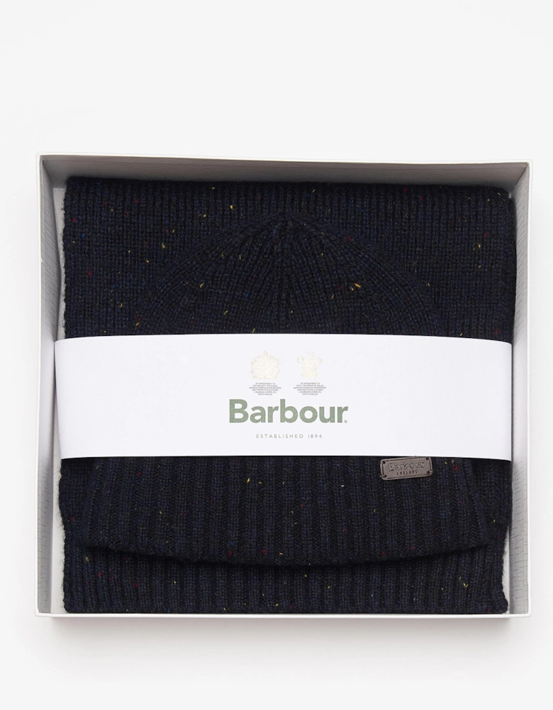Carlton Fleck Beanie & Scarf Mens Gift Set - Navy