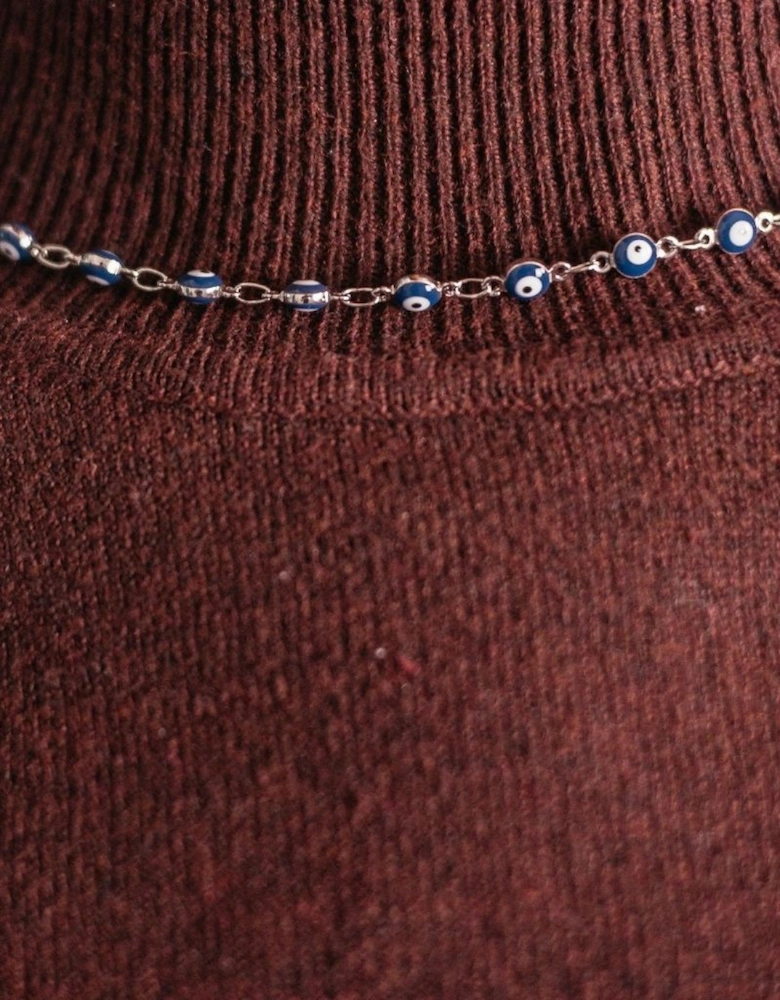 Evil Eye Blue Devil Eye Bead Minimalist Adjustable Turkish Boho Nazaria Necklace