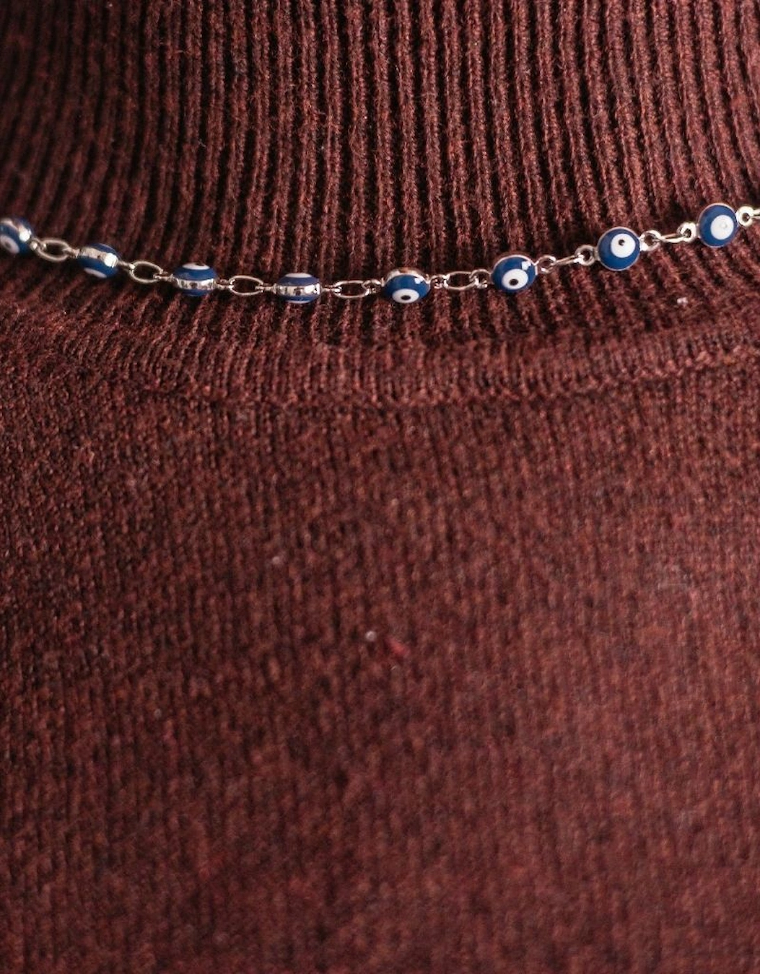 Evil Eye Blue Devil Eye Bead Minimalist Adjustable Turkish Boho Nazaria Necklace, 2 of 1