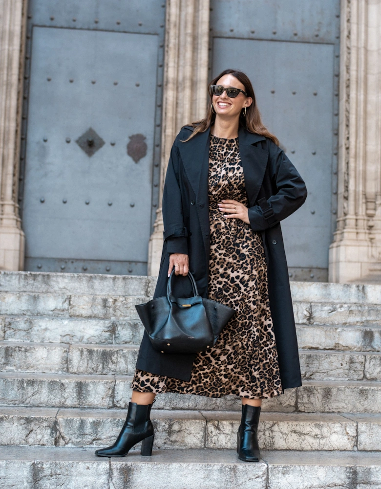 Black Double Breast Longline Belted Trench Coat