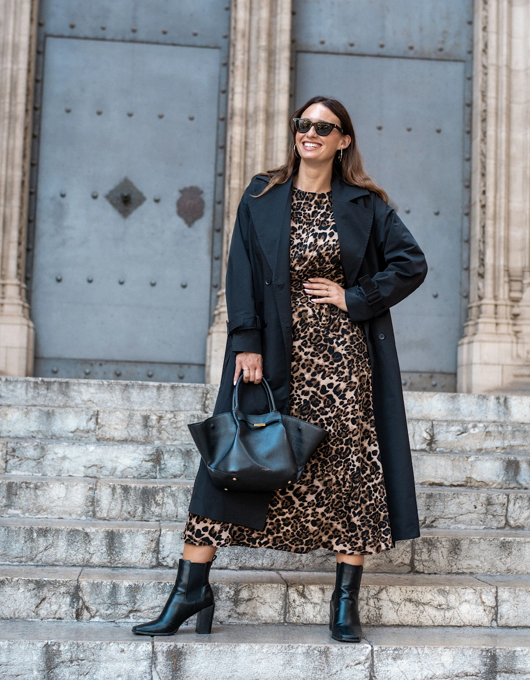 Black Double Breast Longline Belted Trench Coat, 2 of 1