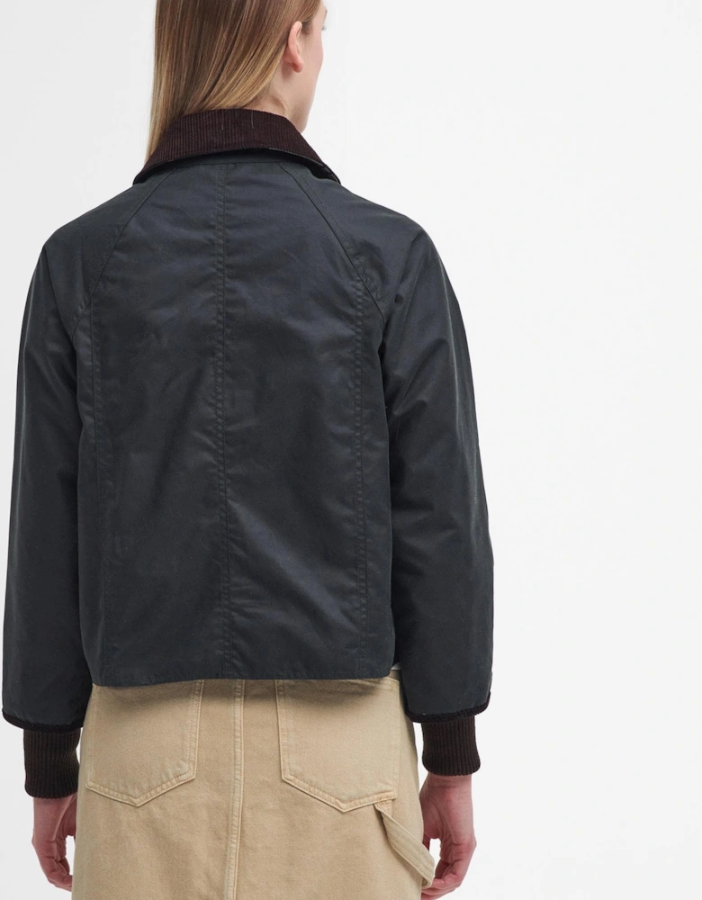 Cropped Beadnell Womens Wax Jacket - Sage/Ancient
