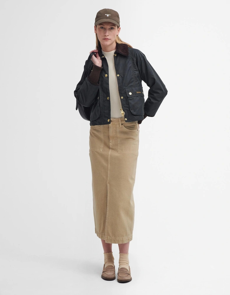 Cropped Beadnell Womens Wax Jacket - Sage/Ancient