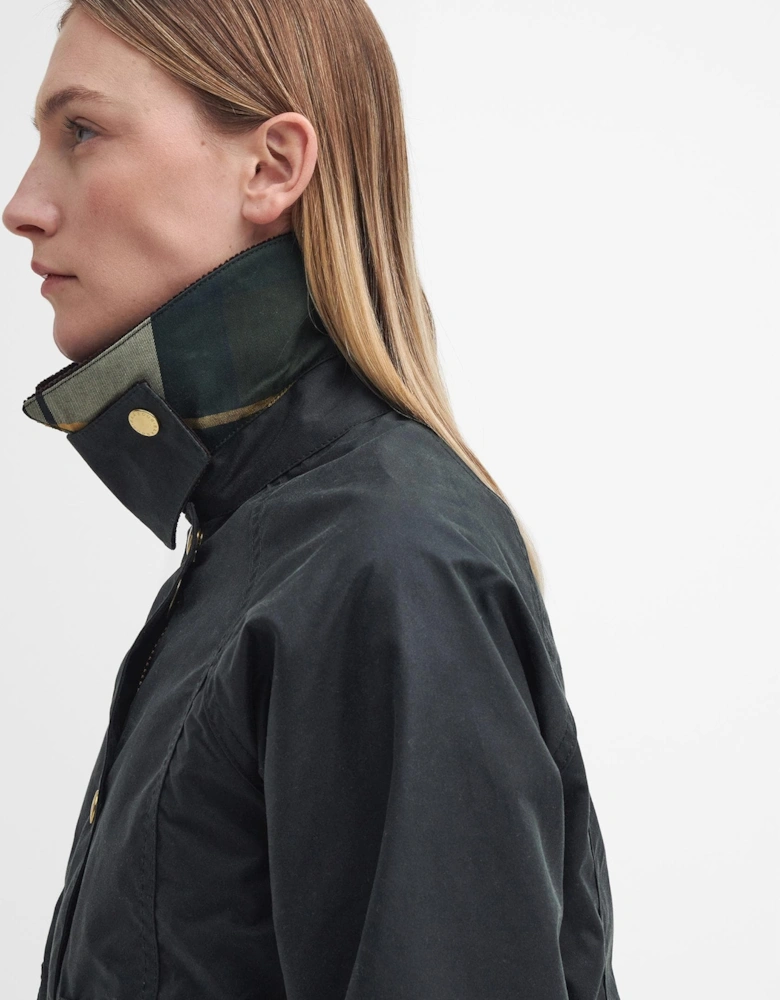 Cropped Beadnell Womens Wax Jacket - Sage/Ancient