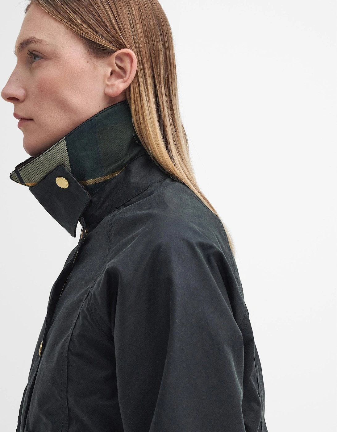 Cropped Beadnell Womens Wax Jacket - Sage/Ancient
