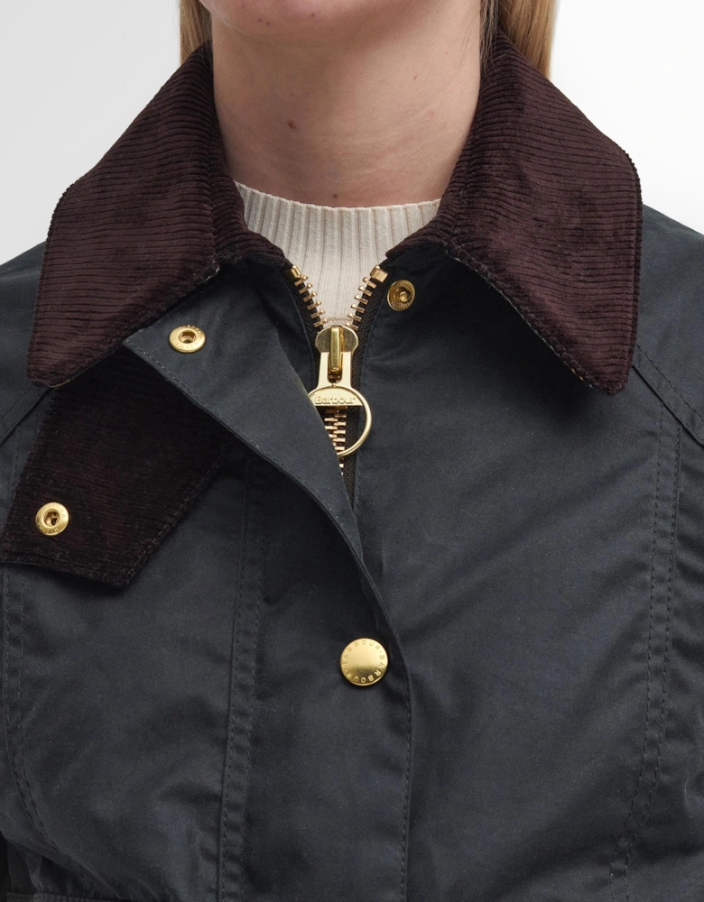 Cropped Beadnell Womens Wax Jacket - Sage/Ancient