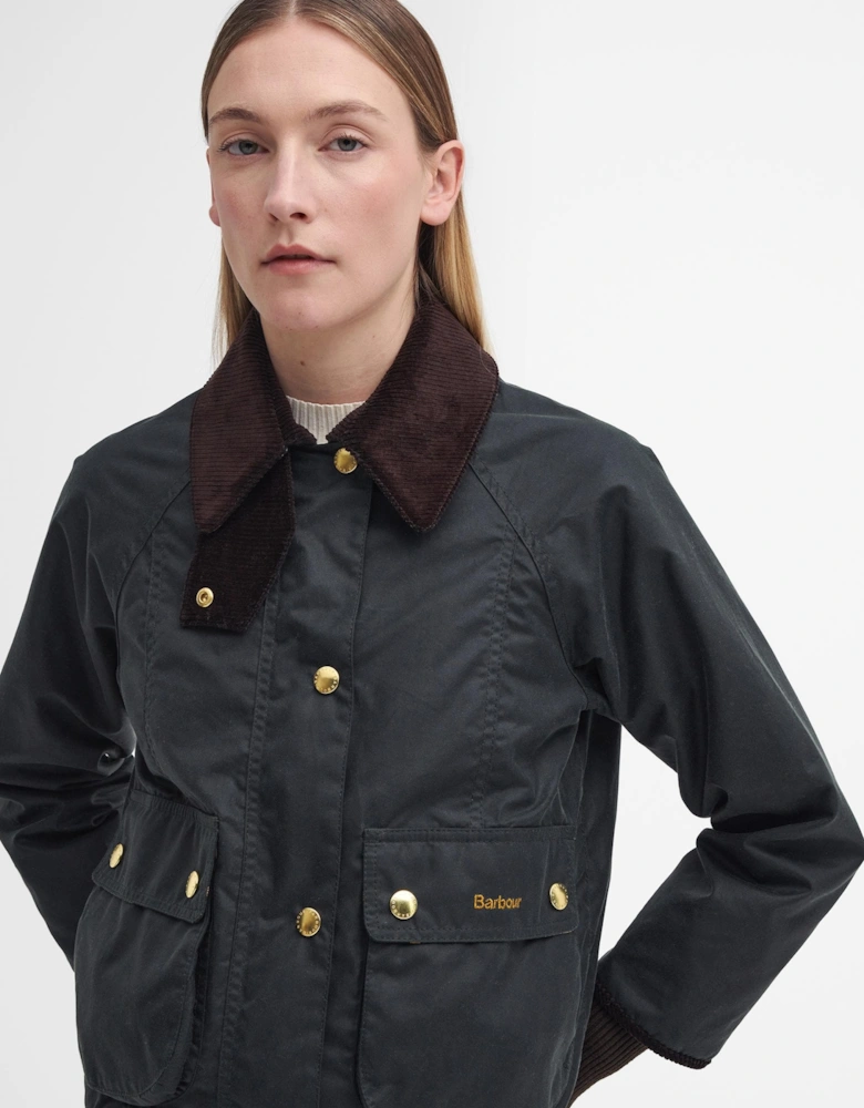 Cropped Beadnell Womens Wax Jacket - Sage/Ancient