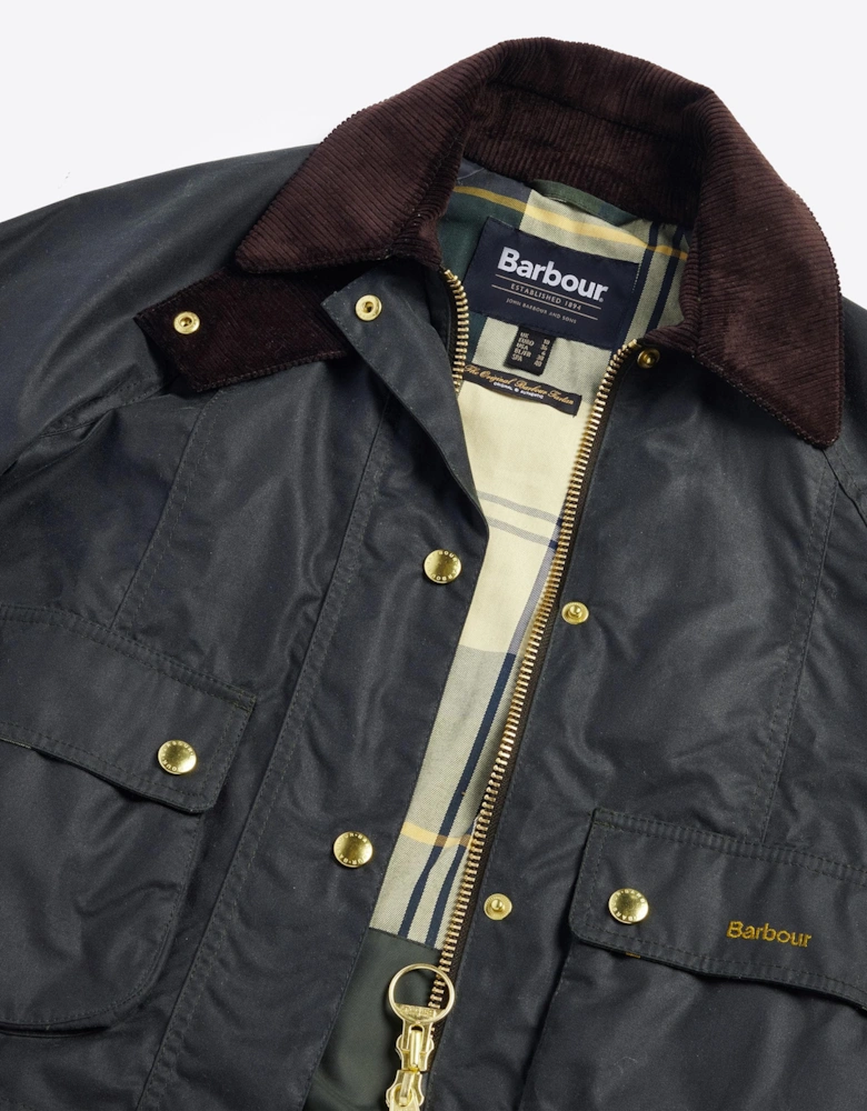 Cropped Beadnell Womens Wax Jacket - Sage/Ancient