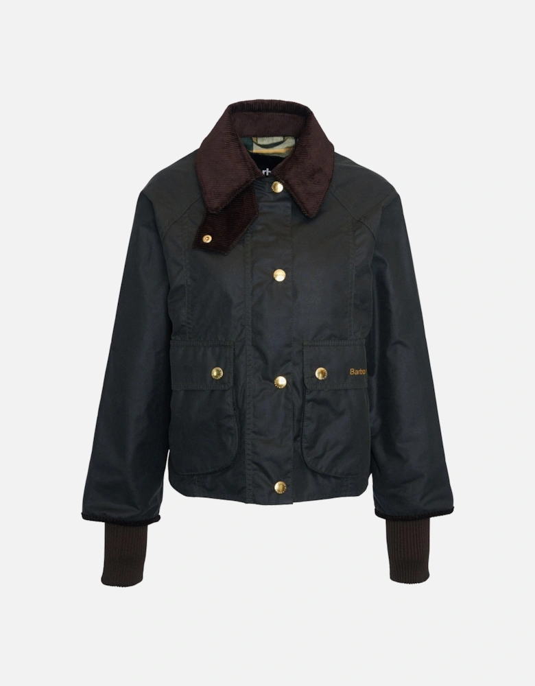 Cropped Beadnell Womens Wax Jacket - Sage/Ancient